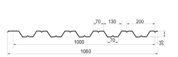 Профнастил (оцинкованный) 6м HС-35 0.5х1000х6000