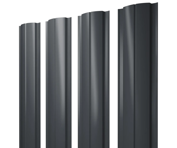 Евроштакетник двусторонний Полукруглый 0,4x110 мм серый RAL 7024 1м