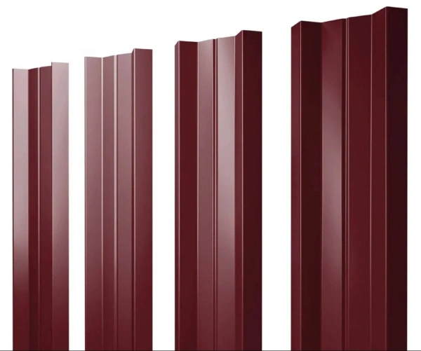 Евроштакетник М-образный 0,4x110 мм вишневый RAL 3005 1м